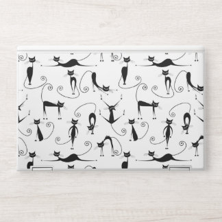 Whimsical Skinny Black Cat Pattern HP Laptop Skin