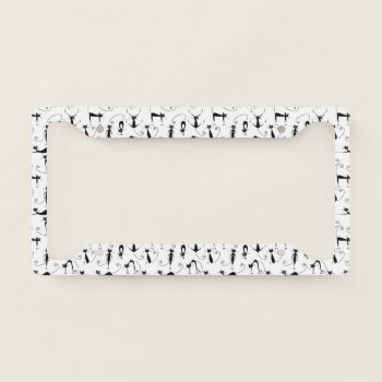 Whimsical Skinny Black Cat Pattern License Plate Frame by kahmier at Zazzle