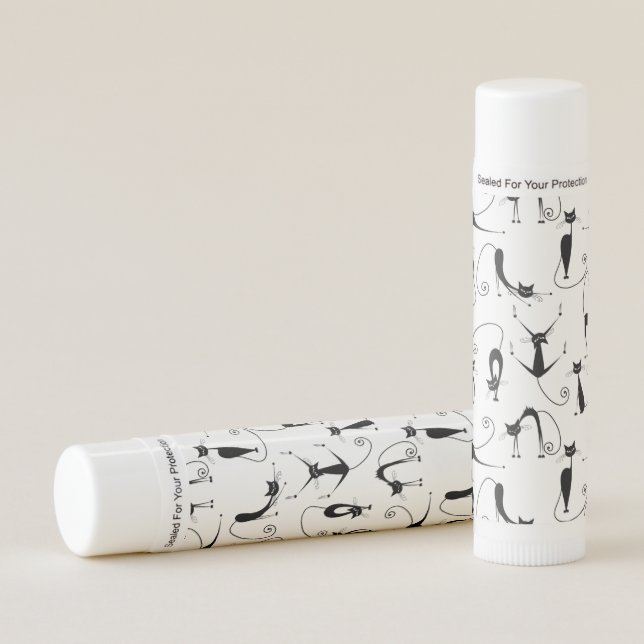 Whimsical Skinny Black Cat Pattern Lip Balm (Front)