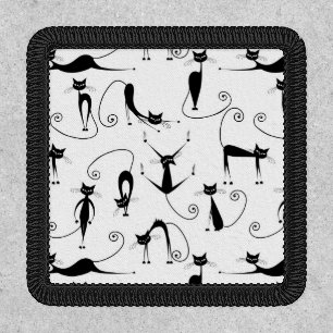Whimsical Skinny Black Cat Pattern Patch