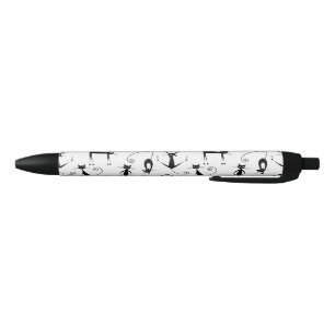 Whimsical Skinny Black Cat Pattern Pen