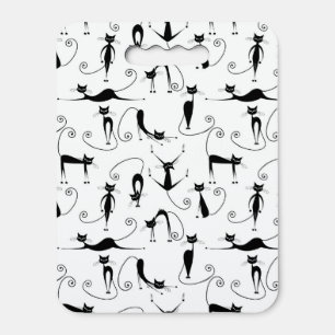 Whimsical Skinny Black Cat Pattern Seat Cushion