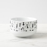 Whimsical Skinny Black Cat Pattern Soup Mug at Zazzle