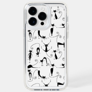 Whimsical Skinny Black Cat Pattern Speck iPhone 14 Pro Max Case