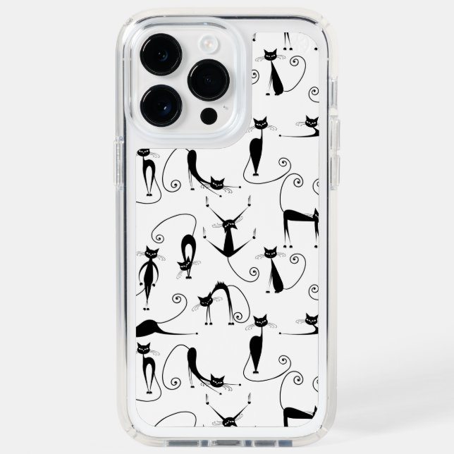 Whimsical Skinny Black Cat Pattern Speck iPhone Case (Front)