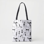 Whimsical Skinny Black Cat Pattern Tote Bag