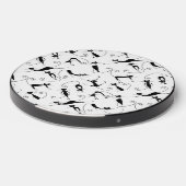 Whimsical Skinny Black Cat Pattern Wireless Charger (Front 2)