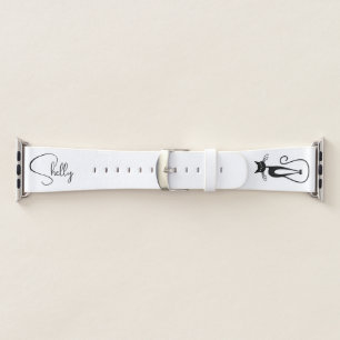 Whimsical Skinny Black Cat Personal Apple Watch Band