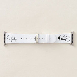 Whimsical Skinny Black Cat Personal Apple Watch Band