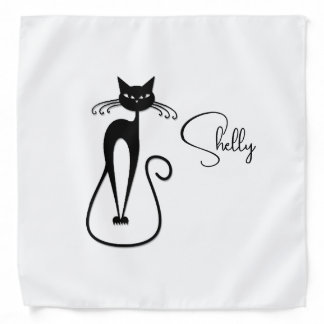 Whimsical Skinny Black Cat Personal Bandana