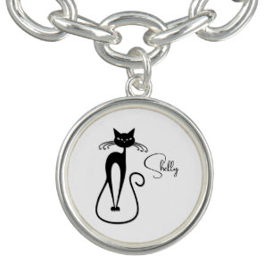 Whimsical Skinny Black Cat Personal Bracelet
