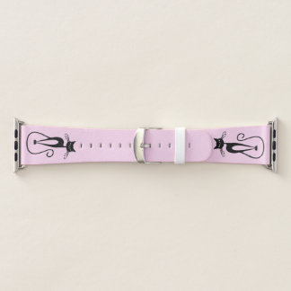 Whimsical Skinny Black Cat Pink Apple Watch Band