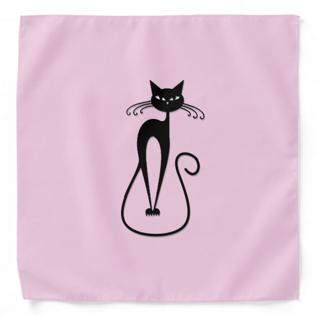 Whimsical Skinny Black Cat Pink Bandana (Front)