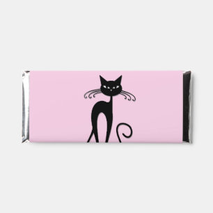 Whimsical Skinny Black Cat Pink Hershey Bar Favors