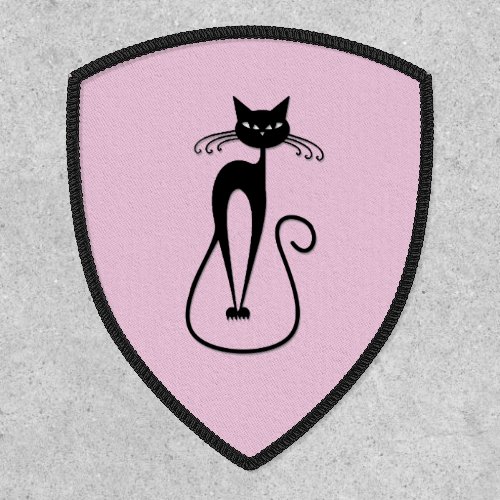 Whimsical Skinny Black Cat Pink  Patch