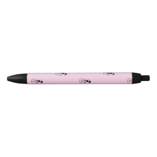 Whimsical Skinny Black Cat Pink Pen