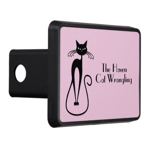 Whimsical Skinny Black Cat Pink Personal Hitch Cover