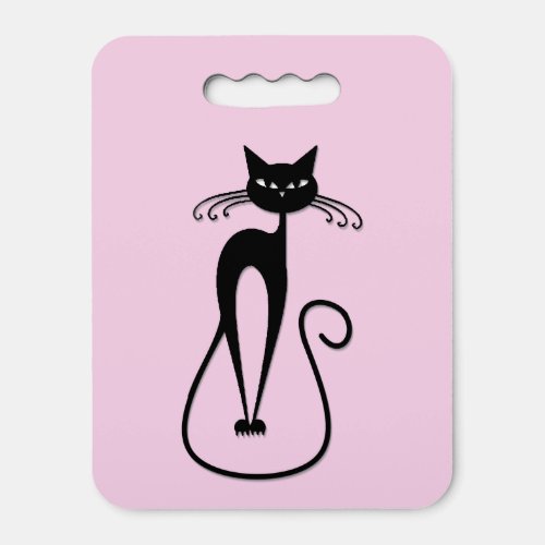 Whimsical Skinny Black Cat Pink Seat Cushion