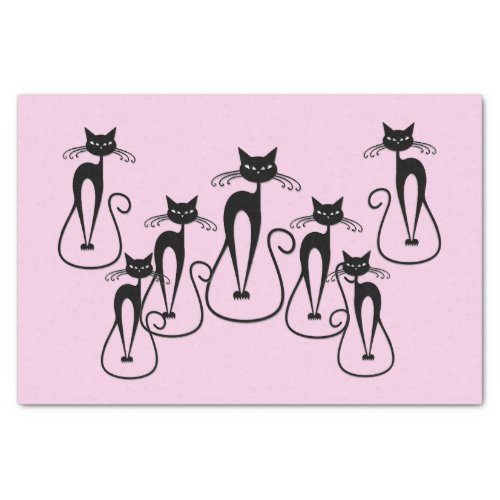Whimsical Skinny Black Cat Pink Tissue Paper