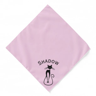 Whimsical Skinny Black Cat Pink with Name Bandana