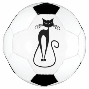 Whimsical Skinny Black Cat Soccer Ball