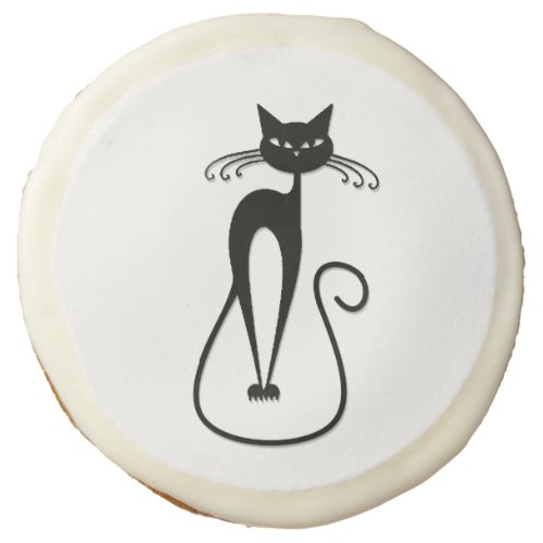 Whimsical Skinny Black Cat Sugar Cookie