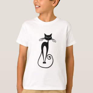 Whimsical Skinny Black Cat T-Shirt