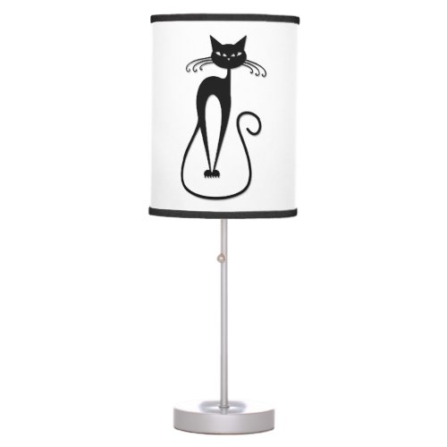 Whimsical Skinny Black Cat Table Lamp