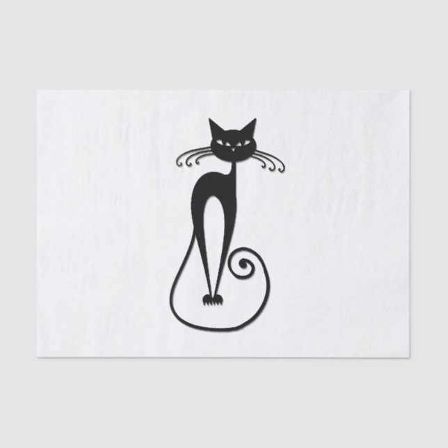 Whimsical Skinny Black Cat Tissue Paper (Front)
