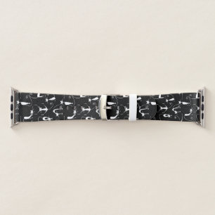 Whimsical Skinny white Cat Pattern Apple Watch Band