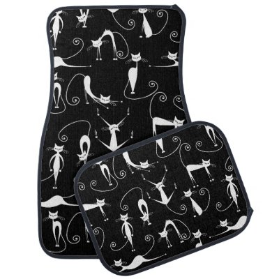Whimsical Skinny White Cat Pattern