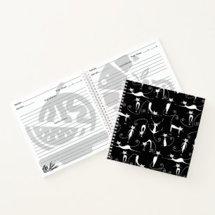 Whimsical Skinny white Cat Pattern Notebook