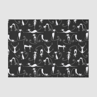 Whimsical Skinny white Cat Pattern Tissue Paper