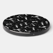 Whimsical Skinny white Cat Pattern Wireless Charger (Front 2)