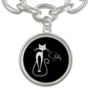 Whimsical Skinny White Cat Personal Bracelet