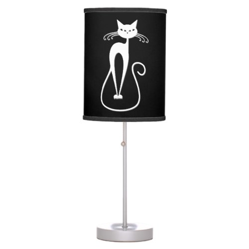 Whimsical Skinny White Cat Table Lamp