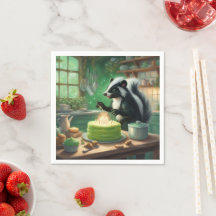 Whimsical Skunk lights candles on Cake