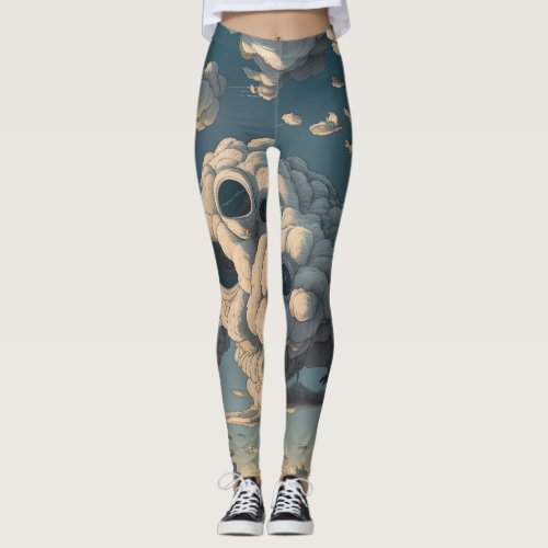 WHIMSICAL SKY A SURREAL SYMPHONY OF CLOUDS LEGGINGS
