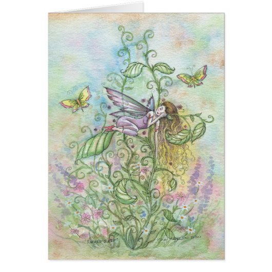 Whimsical Sleeping Flower Fairy and Butterflies Cards (Front)