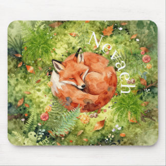 Whimsical Sleeping Fox | Forest Illustration, Mouse Pad