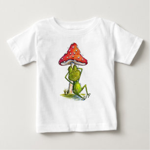 Whimsical Sleeping Frog Under a Mushroom Baby T-Shirt