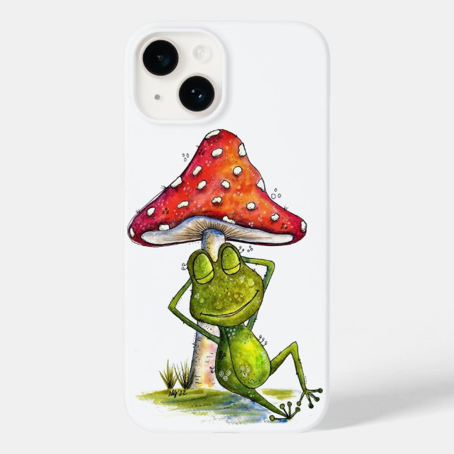 Whimsical Sleeping Frog Under a Mushroom Case-Mate iPhone Case (Back)