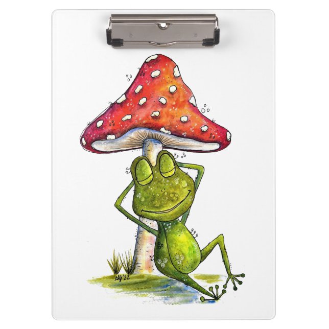 Whimsical Sleeping Frog Under a Mushroom Clipboard (Front)