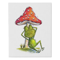 Whimsical Sleeping Frog Under a Mushroom