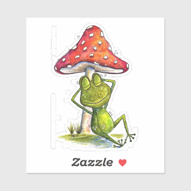 Whimsical Sleeping Frog Under a Mushroom Sticker (Sheet)