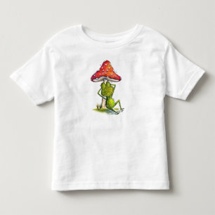 Whimsical Sleeping Frog Under a Mushroom Toddler T-shirt