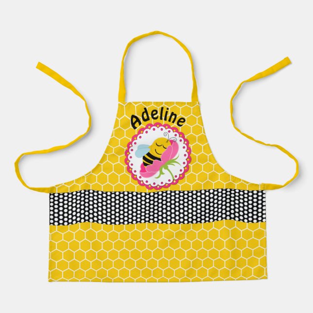 Whimsical Sleeping Honey Bee Personalized Apron (Front)