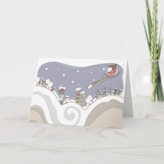 Whimsical Sleigh Photo Greeting Card (Front)