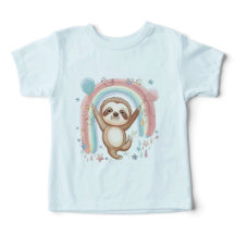 Whimsical Sloth Holding Balloons with Rainbow Star