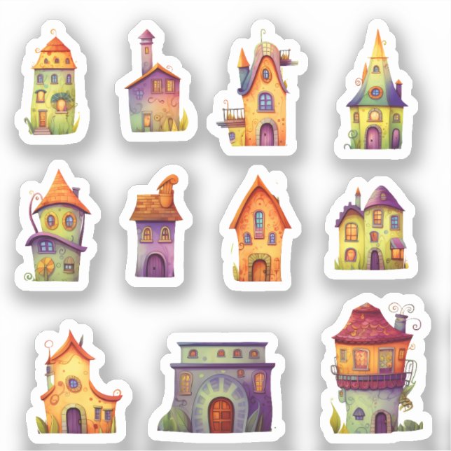 Whimsical small houses sticker (Front)